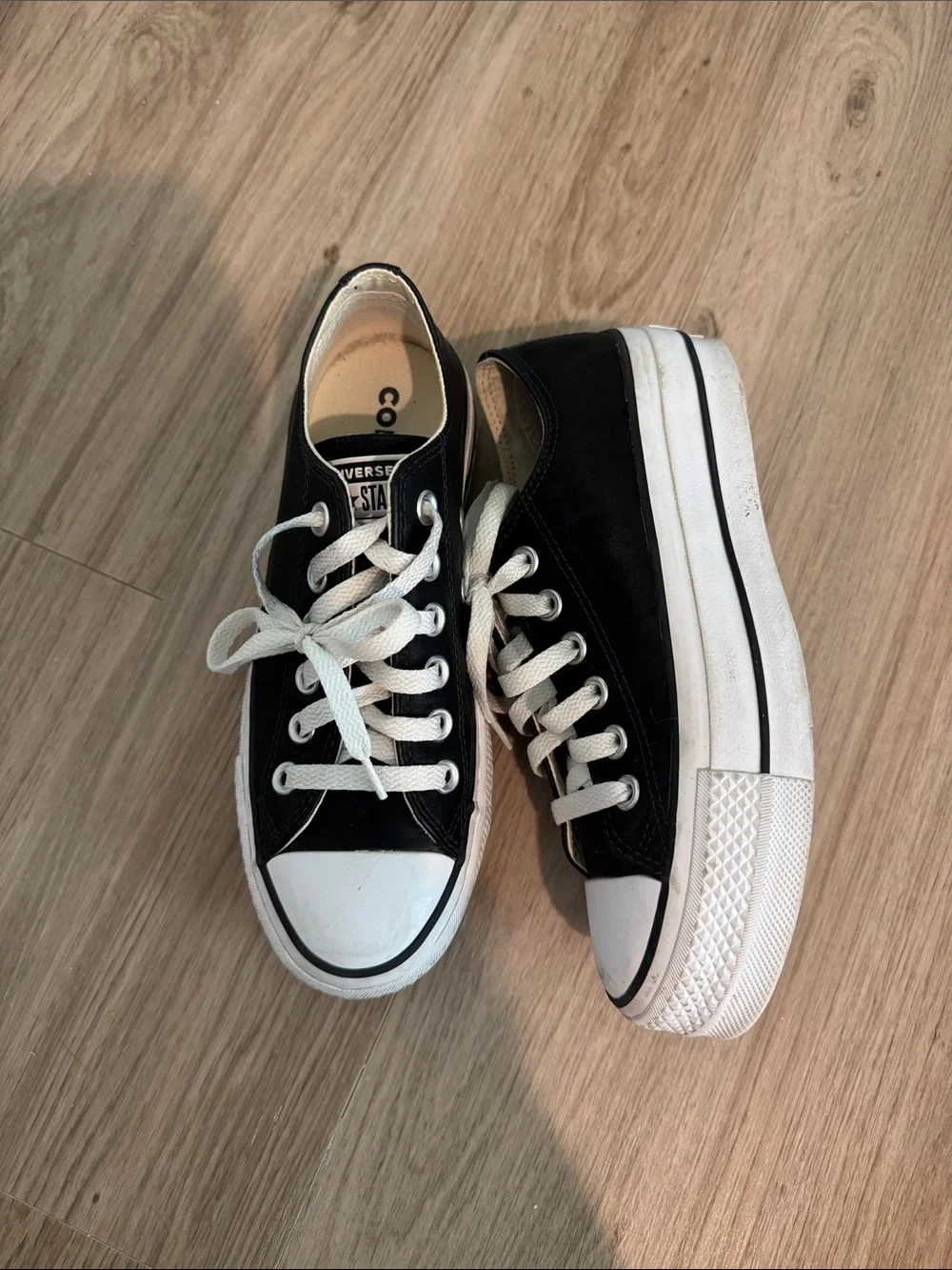 Converse Leather Black and White Low Top Sneakers